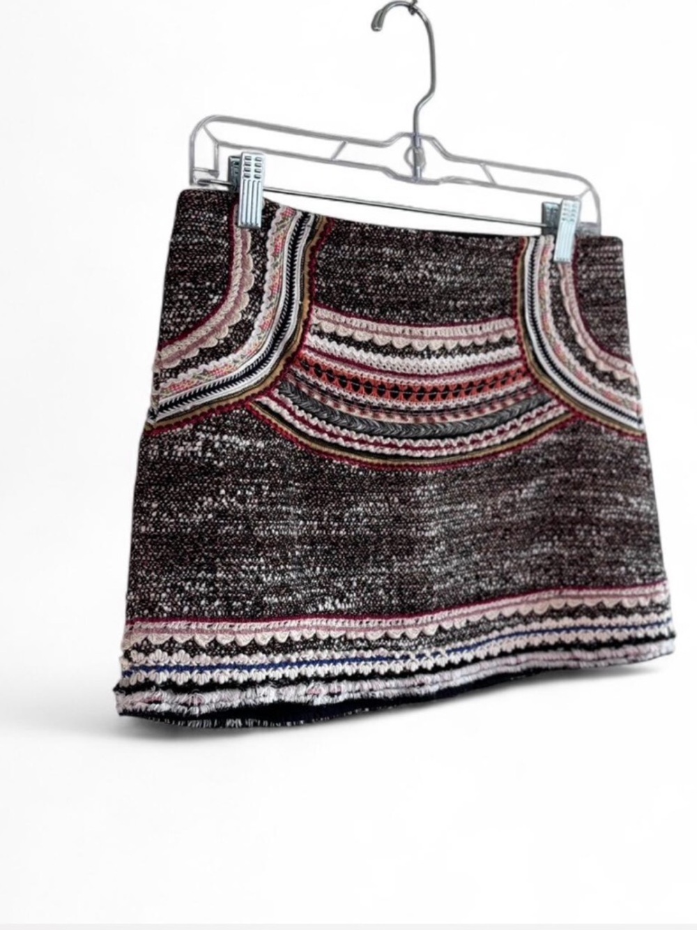 Zara Multicolor Boho Embroidered Mini Skirt Size S